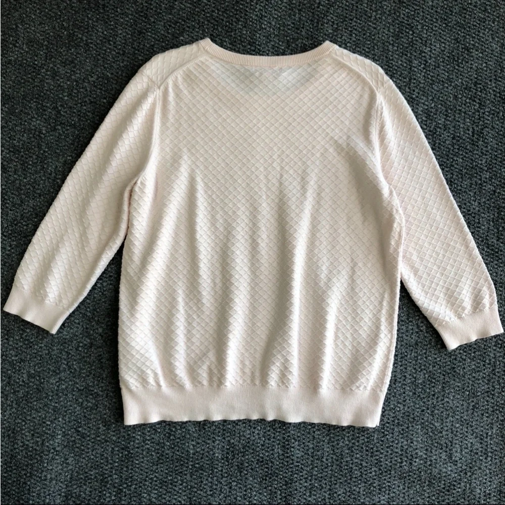 Lord + Taylor pullover textured three quarter sleeve 100% cotton top size XL